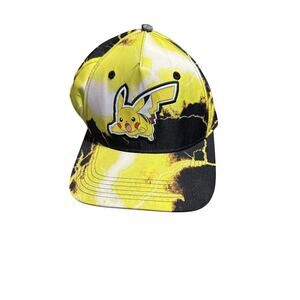 Bioworld Pokemon Pikachu Adjustable Snapback Hat Yellow Black Lightning